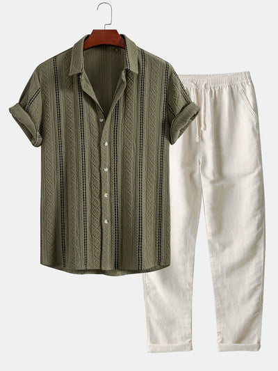 Jacquard Shirt & Linen Trousers Set