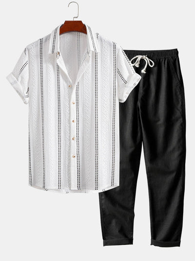 Jacquard Shirt & Linen Trousers Set