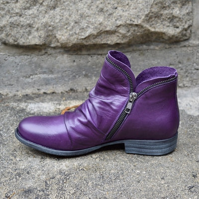 Mariel - Leather Boots with Zip
